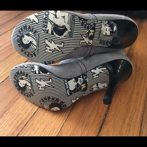 Harajuku Lovers Gwen Stefani Ankle Boots Open Cut Out Grey Gray Suede Leather 9 - Picture 6 of 16